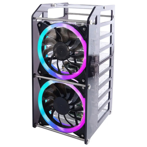 52Pi 8-Layer Acrylic Cluster Case w/ RGB LED & Cooling Fan for RPi, Jetson Nano (Clear) 52Pi 8-Layer Acrylic Cluster Case w/ RGB LED & Cooling Fan for RPi, Jetson Nano (Clear)
