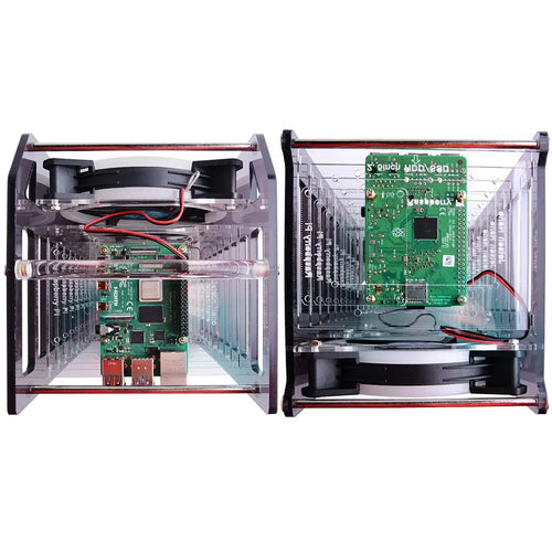 52Pi 8-Layer Acrylic Cluster Case w/ RGB LED & Cooling Fan for RPi, Jetson Nano (Clear) 52Pi 8-Layer Acrylic Cluster Case w/ RGB LED & Cooling Fan for RPi, Jetson Nano (Clear)