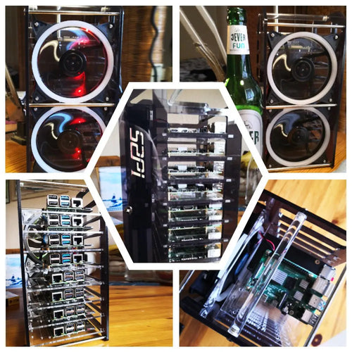 52Pi 8-Layer Acrylic Cluster Case w/ RGB LED & Cooling Fan for RPi, Jetson Nano (Clear) 52Pi 8-Layer Acrylic Cluster Case w/ RGB LED & Cooling Fan for RPi, Jetson Nano (Clear)