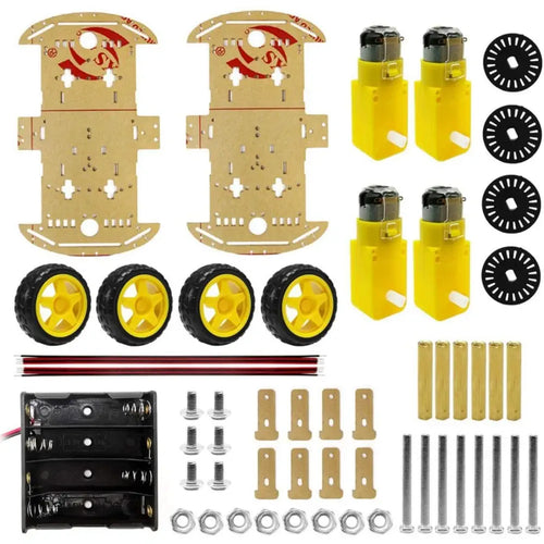 DIY Robot Car Smart Chassis Kit w/ Speed Encoder 4W 2-Layer for Arduino, RPi DIY Robot Car Smart Chassis Kit w/ Speed Encoder 4W 2-Layer for Arduino, RPi