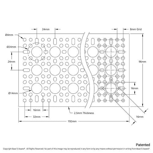 ServoCity 1123 Series Pattern Plate (3 x 7 Hole, 96 x 192mm) ServoCity 1123 Series Pattern Plate (3 x 7 Hole, 96 x 192mm)