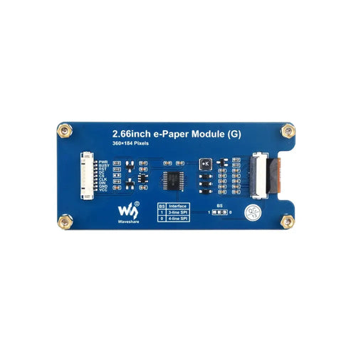 Waveshare 2.66 Waveshare 2.66" E-Paper Module (G), 360x184, Red/Yellow/Black/White, SPI Interface