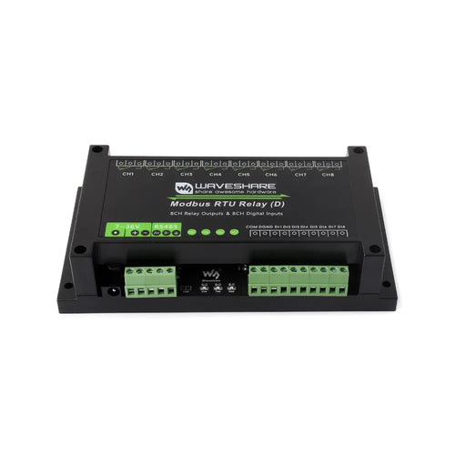 Waveshare Industrial Modbus RTU 8-Ch Relay Module w/ Digital Input & RS485 Interface Waveshare Industrial Modbus RTU 8-Ch Relay Module w/ Digital Input & RS485 Interface