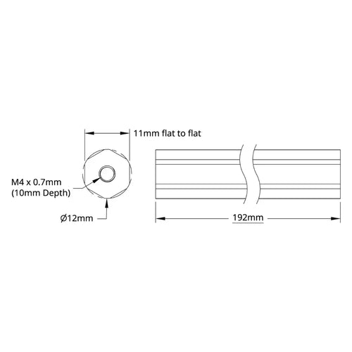 12mm REX™ Shaft (Aluminum, 192mm Length)