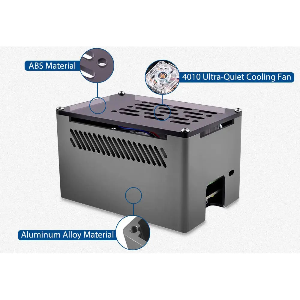 52Pi NAS Case w/ Low-Profile Fan & M.2 Sata SSD for Raspberry Pi 4B