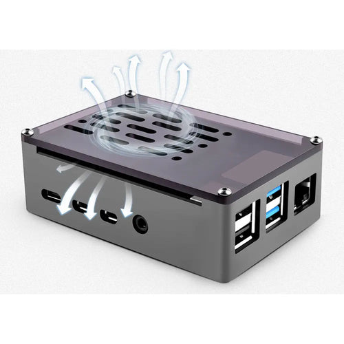 52Pi Aluminum Cooling Case w/ Quiet Fan for Raspberry Pi 4B (Silver)