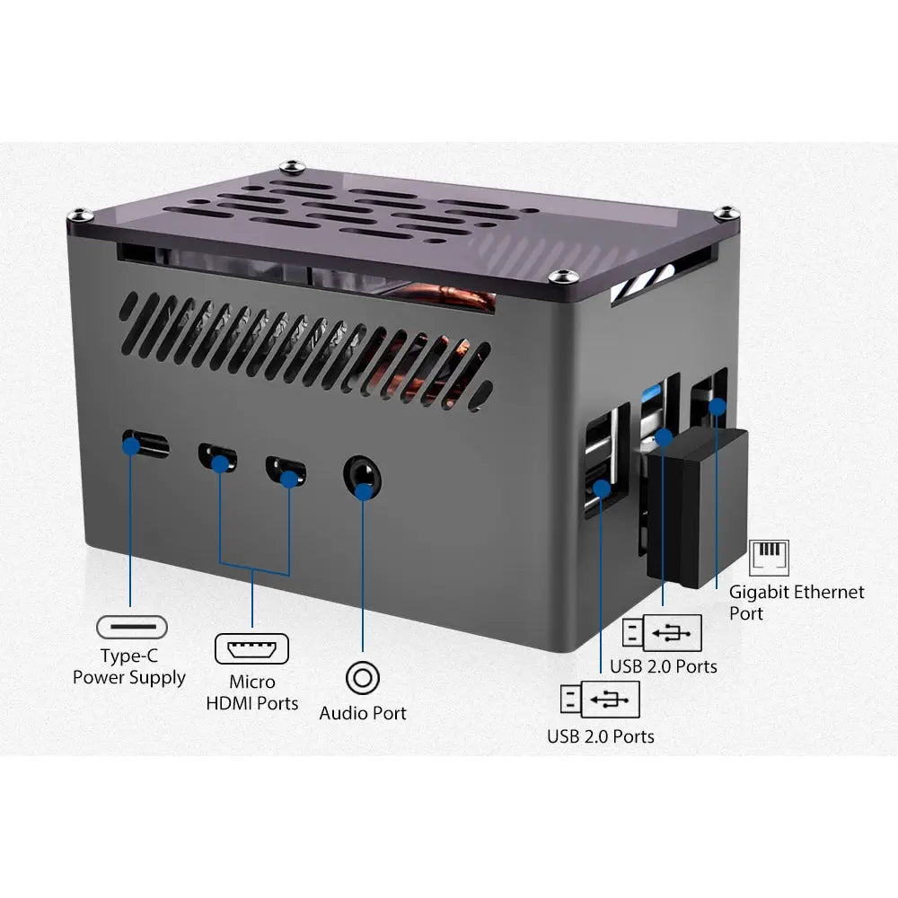 52Pi NAS Case w/ Cooling Fan & M.2 SATA SSD for Raspberry Pi 4B
