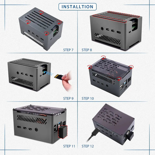 52Pi Aluminum NAS Case w/ Cooling Fan & M.2 SATA SSD for Raspberry Pi 4B