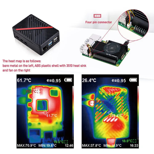 52Pi Armor Lite V5 ABS Enclosure for Raspberry Pi 5 w/ Cooling (Black)