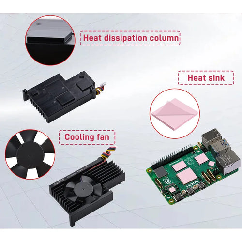 52Pi Armor Lite V5 Heatsink w/ Integrated 3510 Fan for Raspberry Pi 5