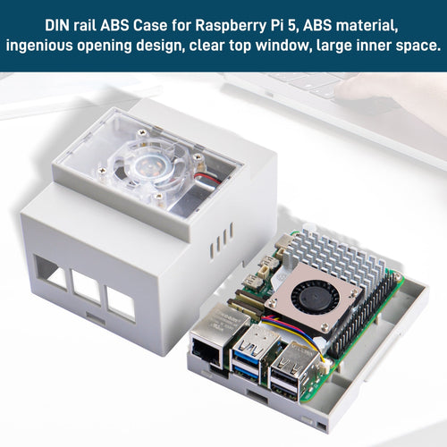 52Pi DIN Rail ABS Case w/ Heat Sink for Raspberry Pi 5