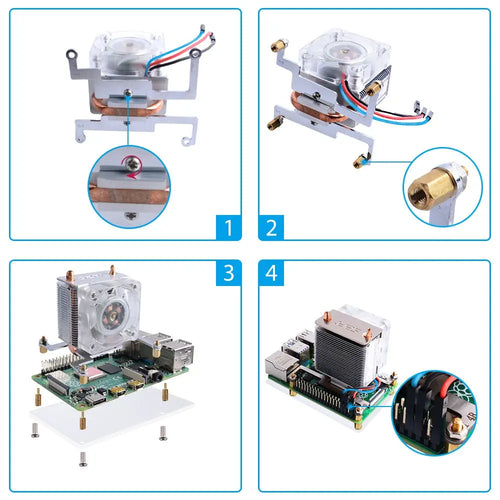 52Pi ICE Tower CPU Cooling System V2 w/ RGB LED for Raspberry Pi 4B/3B+ (Silver)