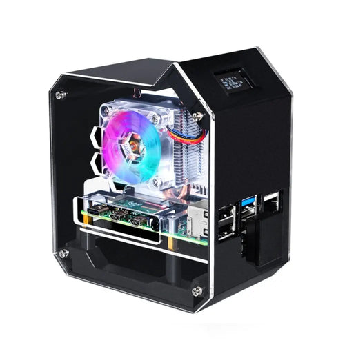 52Pi Mini NAS Tower Kit w/ ICE Tower Cooling & OLED Display for Pi 4B (Black)