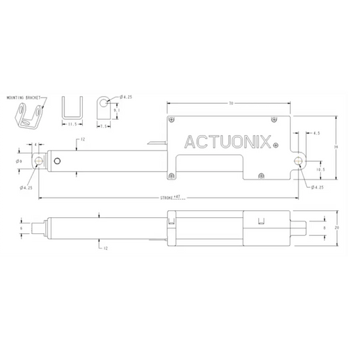 Actuonix P16-S Linear Actuator w/ Limit Switches 150mm 22:1 12 Volts