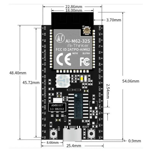 Ai-Thinker Ai-M62-32S WiFi 6 + BLE 5.3 Development Board