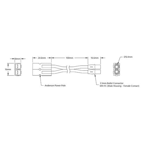 Anderson Powerpole to 3.5mm Female Bullet Adaptor