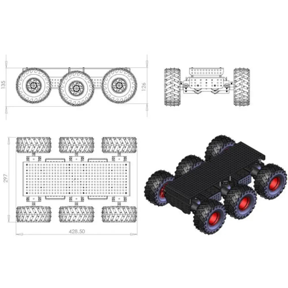 Dagu Wild Thumper 6WD All Terrain Chassis (Black, 75:1)