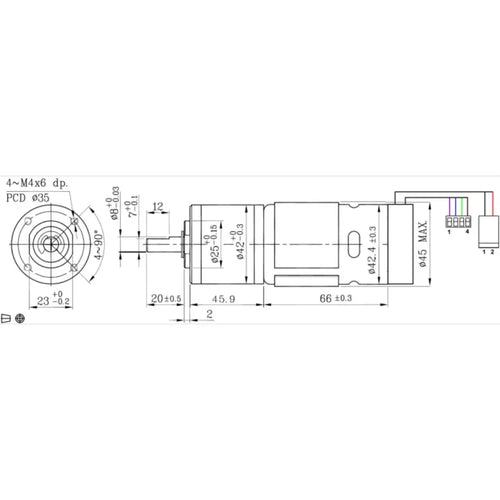 Devantech 24V, 49:1 Gear Motor w/ Encoder