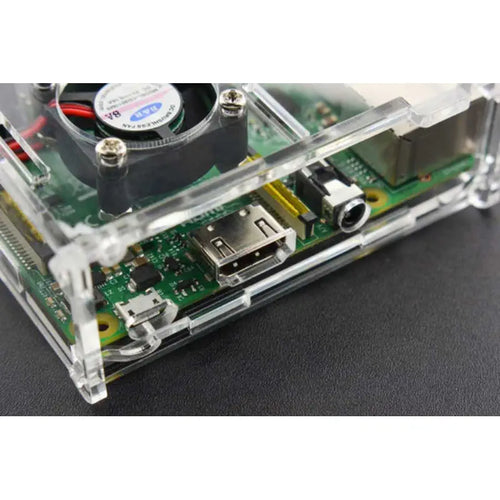 DFRobot Transparent Acrylic Case for Raspberry Pi B+/2B/3B (w/ Fan)