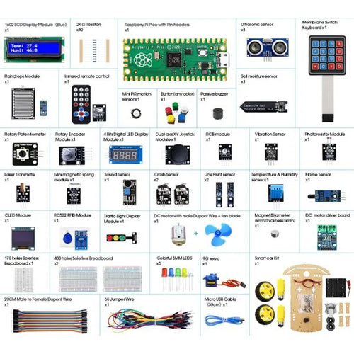Elecrow Raspberry Pi Pico Advanced Kit w/ 32 Modules & 32 Projects (w/o Raspberry Pi Pico Board)