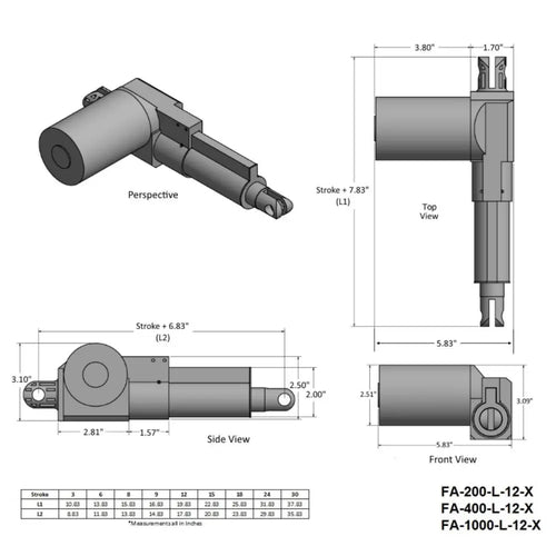 6 Inch Stroke 400lb Force Linear Actuator