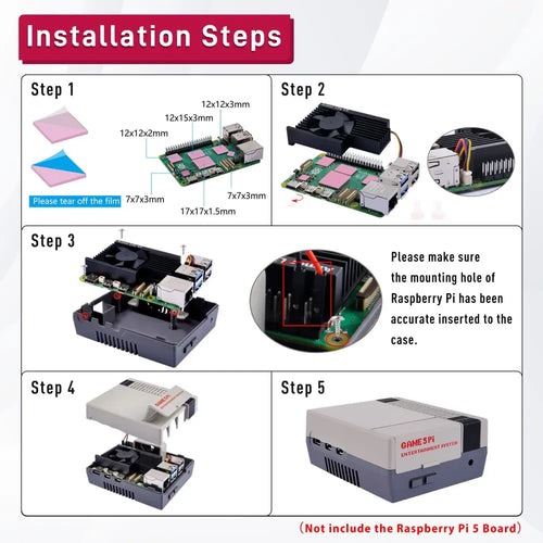 Game5 Pi Case Enclosure Shell w/ Armor Lite V5 Cooler for Raspberry Pi 5