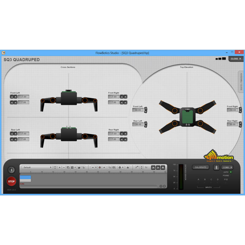 Lynxmotion Symmetric Quadruped Kit (FlowBotics Studio)