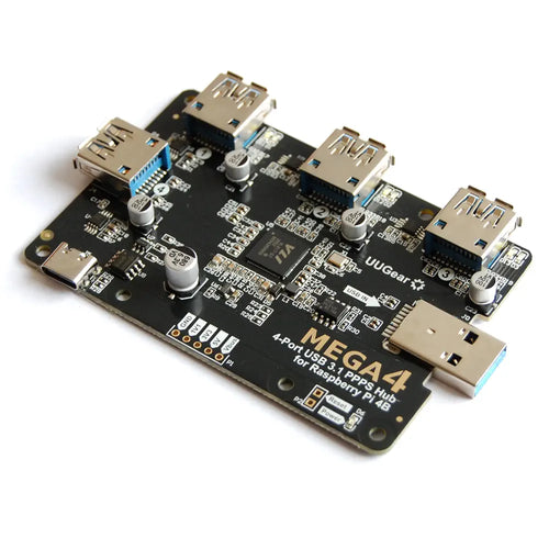 MEGA4 4-port USB 3.1 PPPS HUB for Raspberry Pi 4B