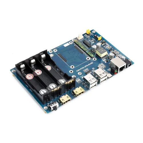 PoE UPS Base Board for RPi CM4, Gigabit Ethernet, Dual HDMI, Quad USB2.0