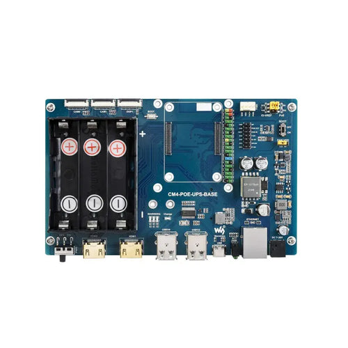 PoE UPS Base Board for RPi CM4, Gigabit Ethernet, Dual HDMI, Quad USB2.0