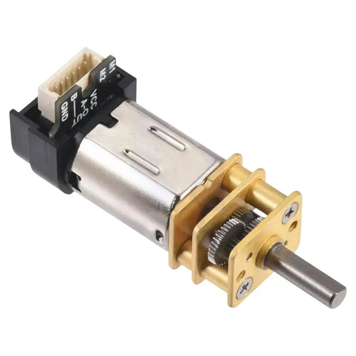 Pololu 15:1 Micro Metal Gearmotor LP 6V w/ 12 CPR Encoder, Side Connector