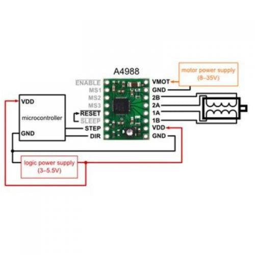 Pololu 8-35V 2A Single Bipolar Stepper Motor Driver A4988