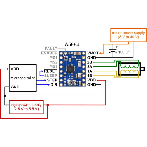 Pololu A5984 Stepper Motor Driver Carrier, Adjustable Current, Blue Edition