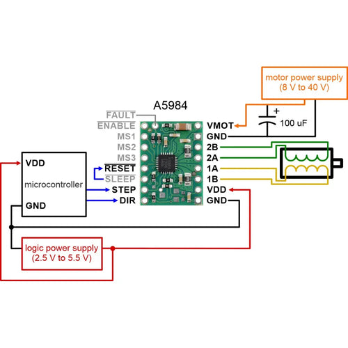 Pololu A5984 Stepper Motor Driver Carrier, Fixed 500mA@5V / 330mA@3.3V