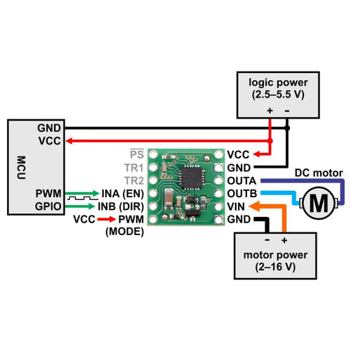 Pololu BD65496MUV Single Brushed DC Motor Driver Carrier