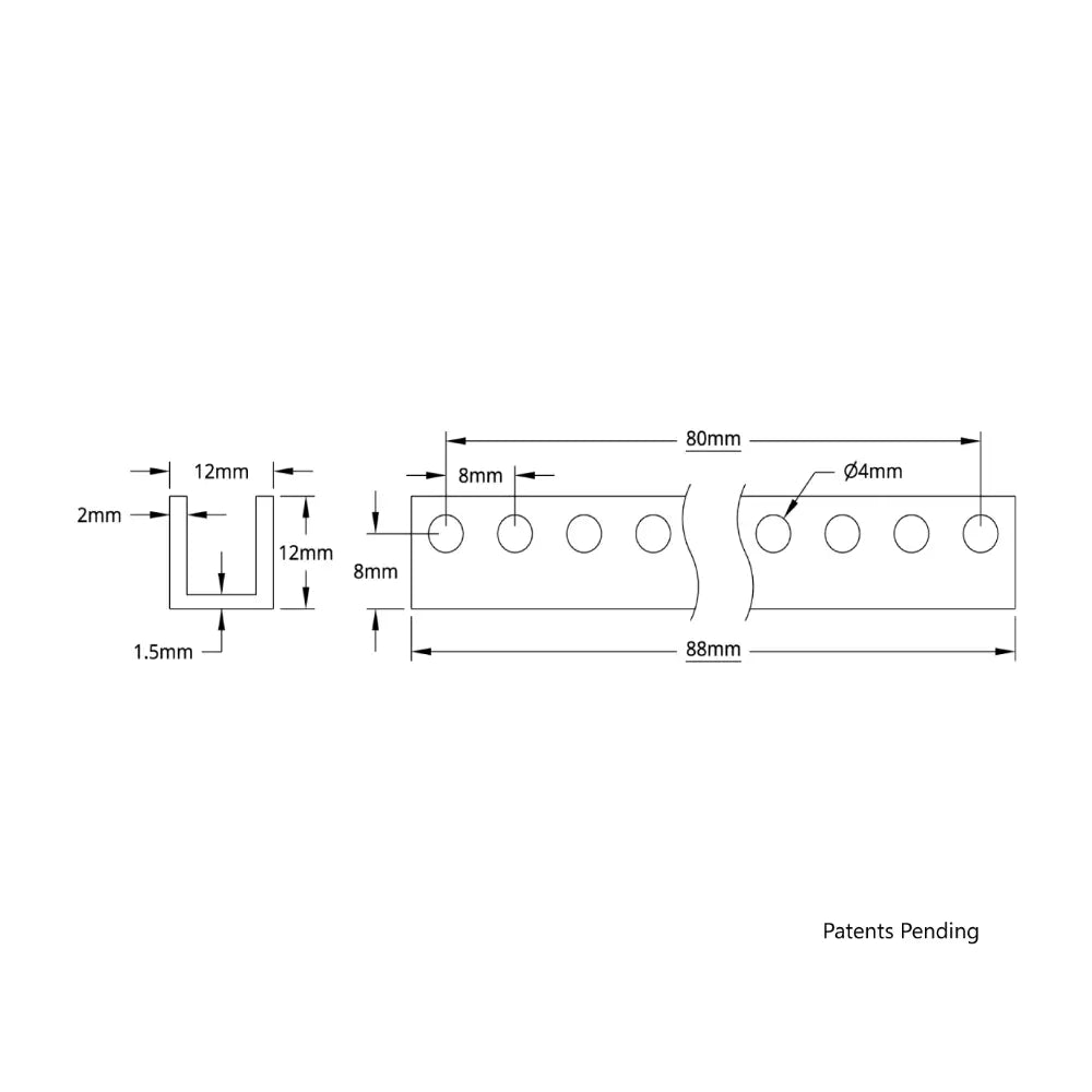 ServoCity 1101 Series U-Beam (11 Hole, 88mm Length)