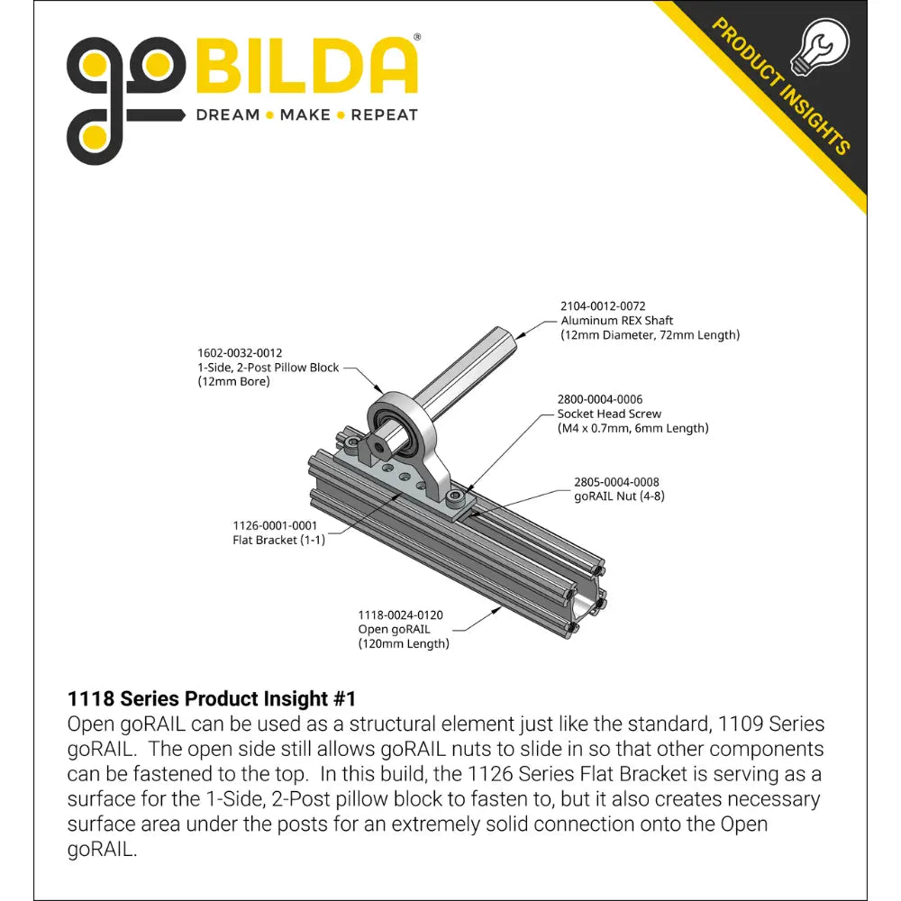 ServoCity 1118 Series Open GoRAIL (288mm Length)