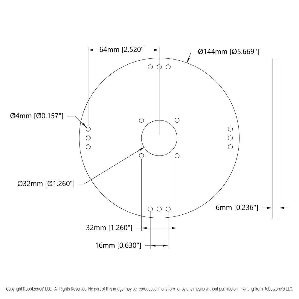 ServoCity Plastic Hub-Mount Disc (32mm Bore, 144mm Diameter)