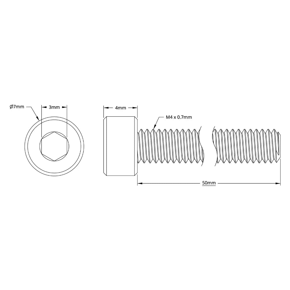 ServoCity 2800 Series Socket Head Screw (M4 x 0.7mm, 50mm Length) - 25 Pack