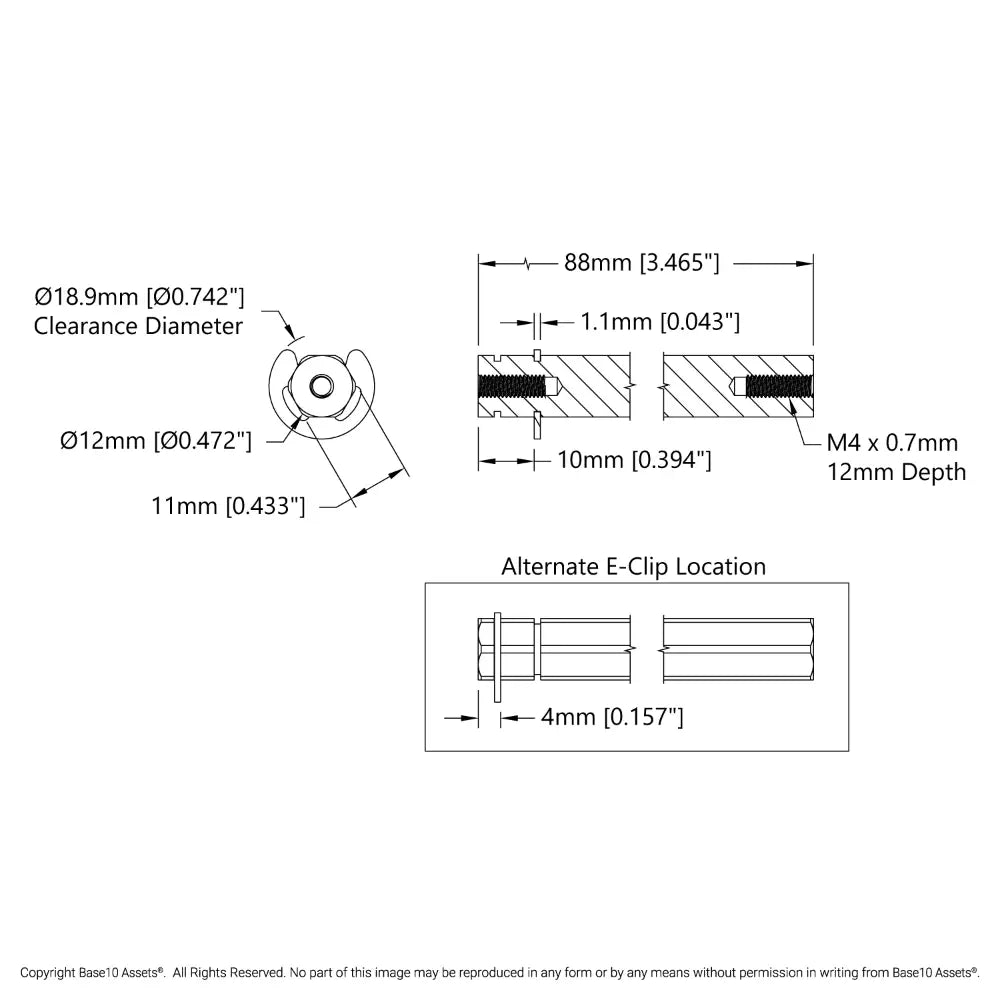 2109 Series REX™ Shaft (12mm Diameter, 88mm Length)