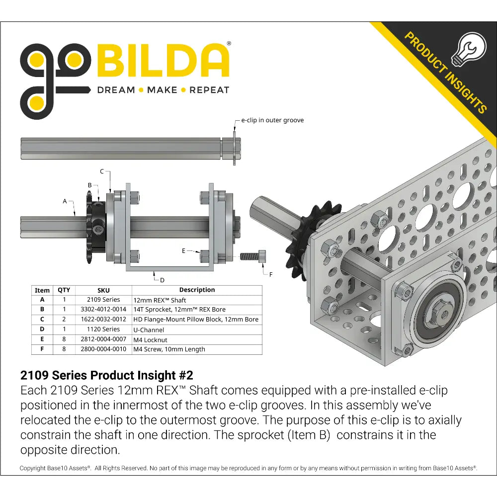 2109 Series REX™ Shaft (12mm Diameter, 88mm Length)