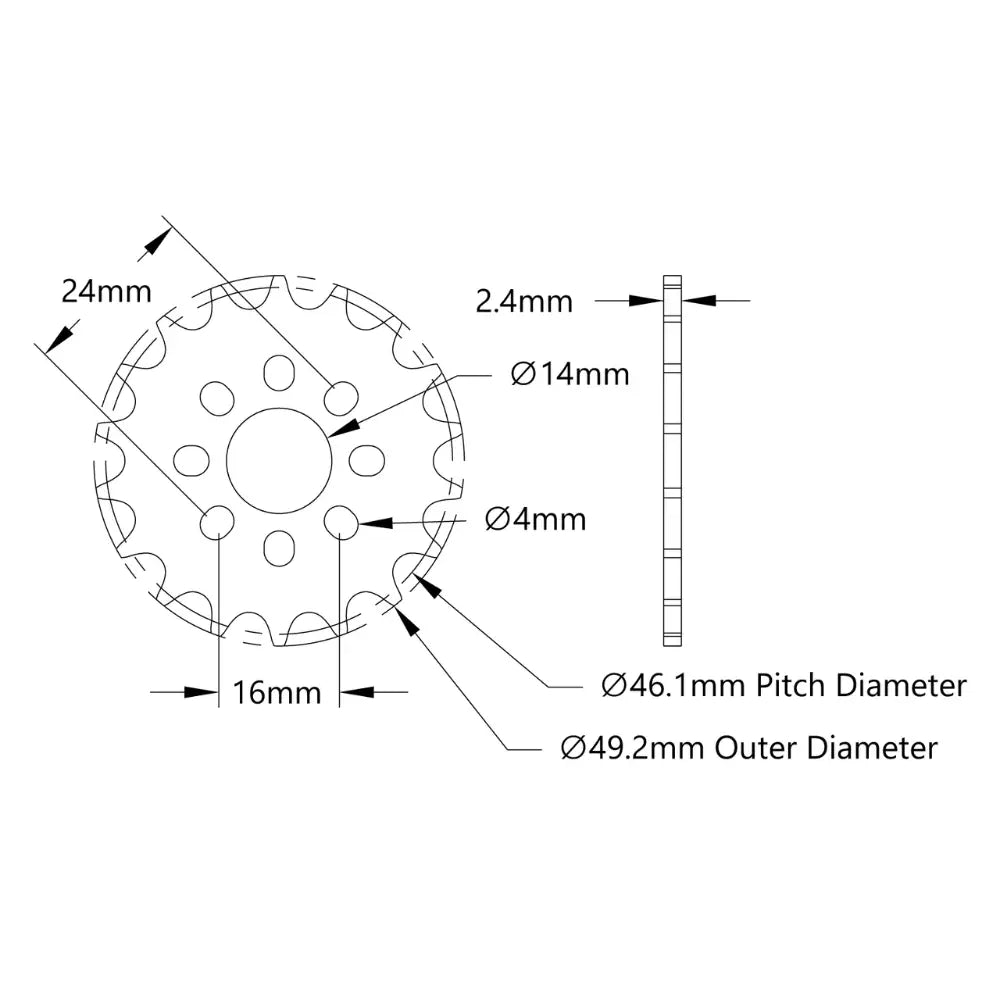 ServoCity 8mm Pitch Acetal Hub-Mount Sprocket (14mm Bore, 18 Tooth)