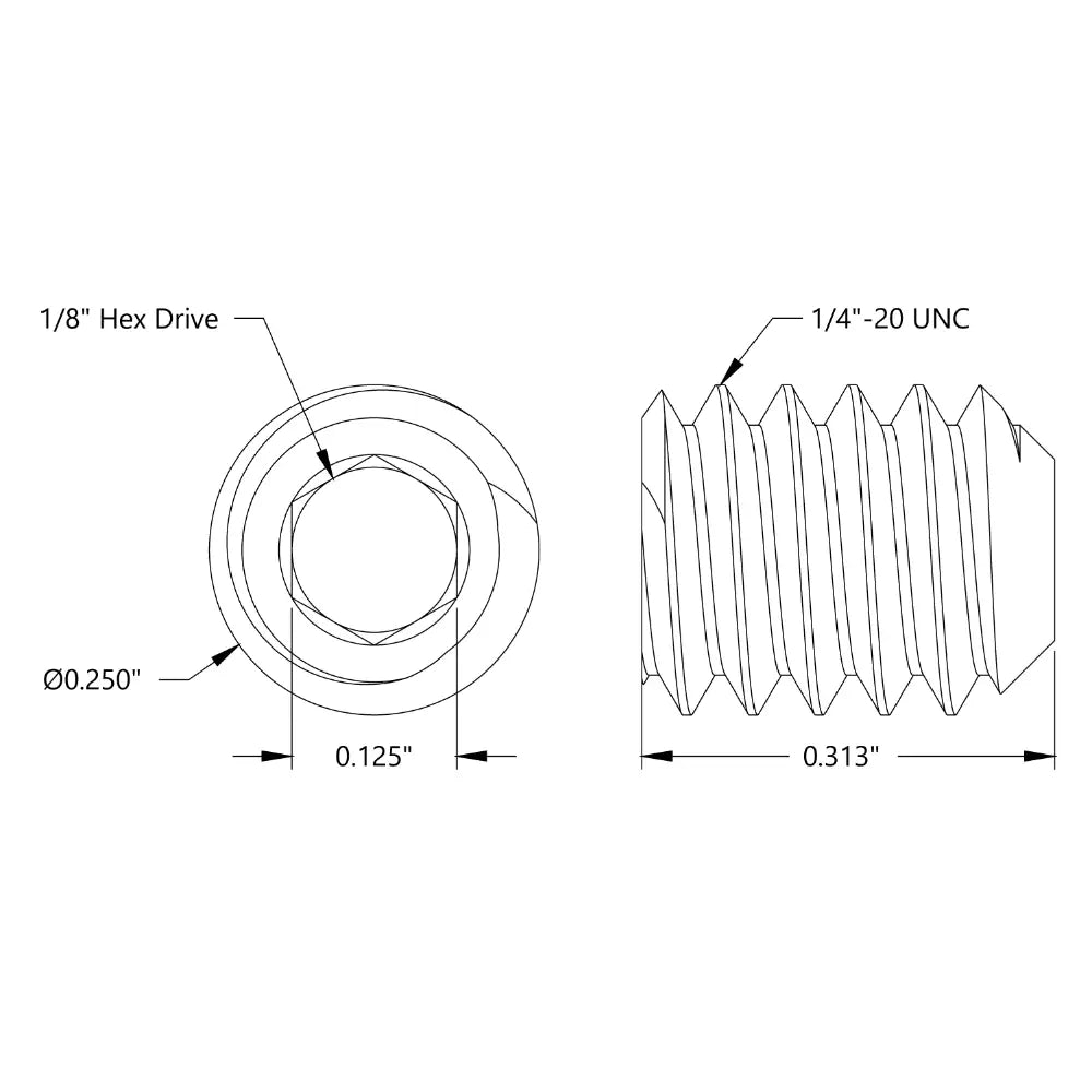 ServoCity 1/4"-20 Cup-Point Set-Screw (0.3125" Length) - 6 Pack