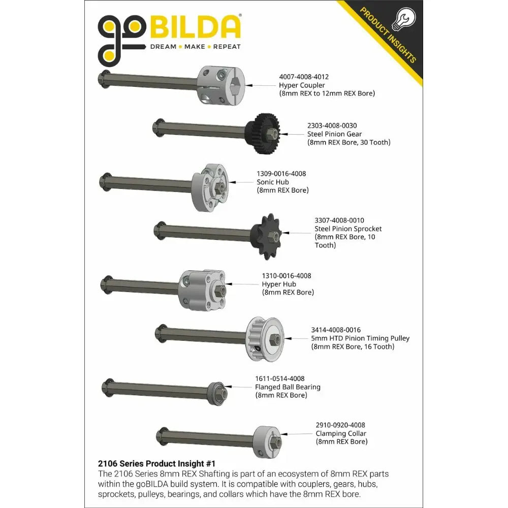 8mm REX™ Shaft w/ E-Clip (40mm Length)