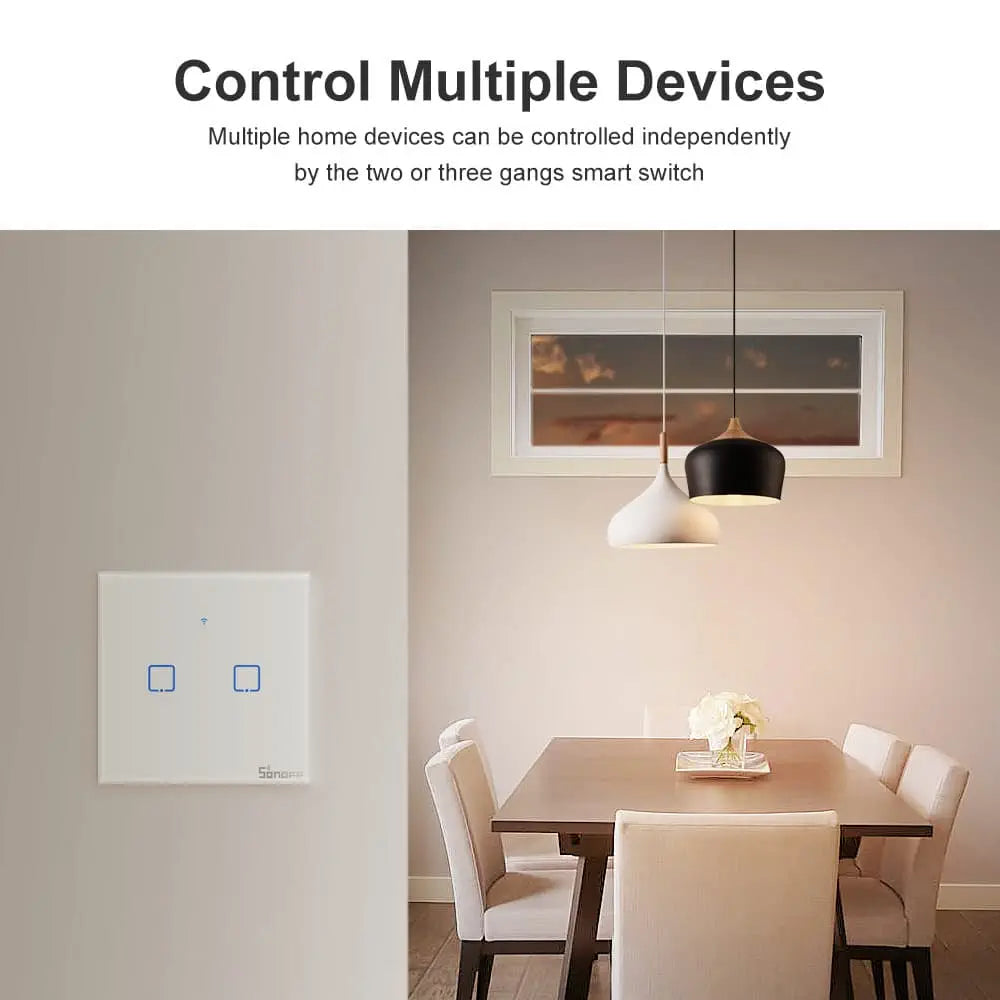 SONOFF TX Series WiFi Wall Switch (T0, UK, 2 Gang, White)