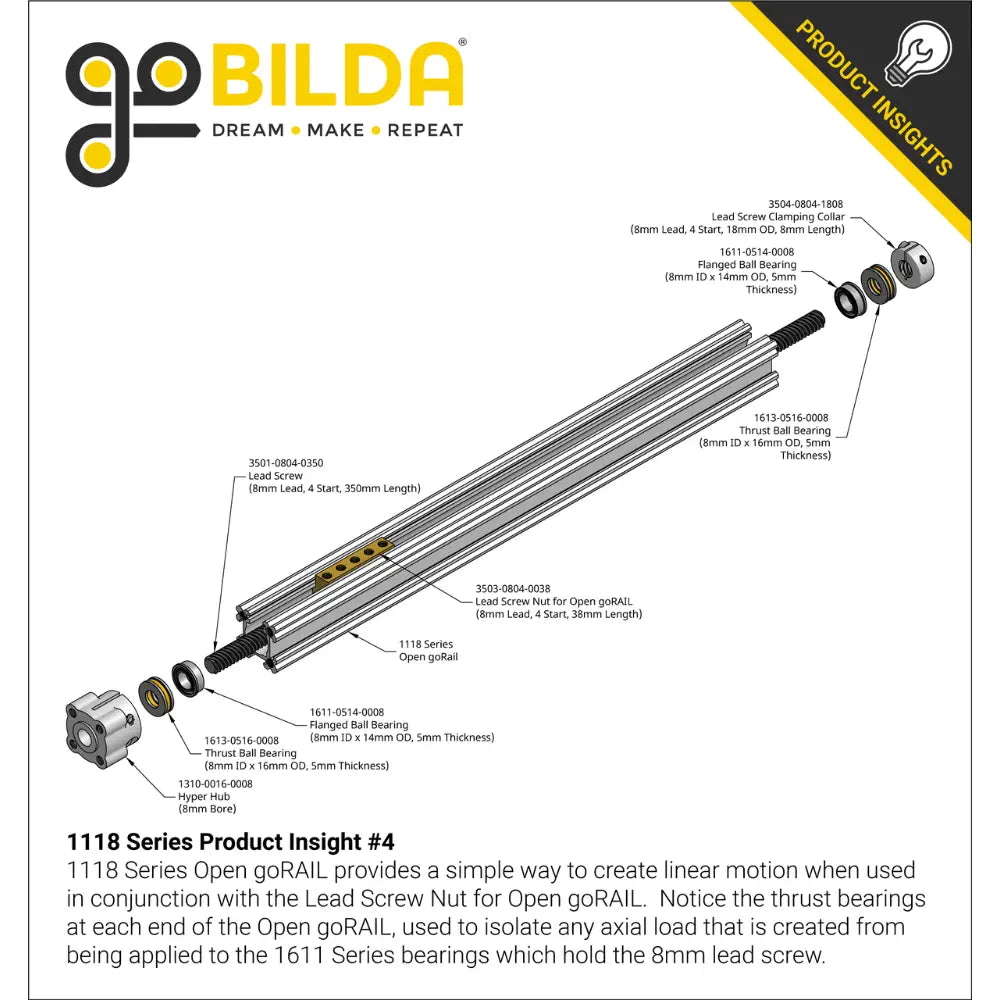 ServoCity 1118 Series Open GoRAIL (48mm Length)