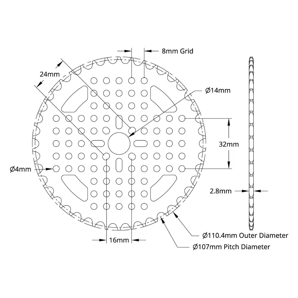 ServoCity 3310 Series 8mm Pitch Hub Mount Sprocket (14mm Bore, 42 Tooth)
