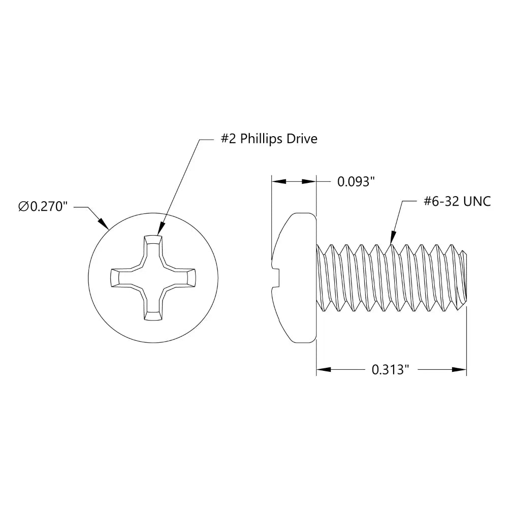 ServoCity Phillips Pan Head Screw (6-32 UNC, 5/16" Length) - 25 Pack
