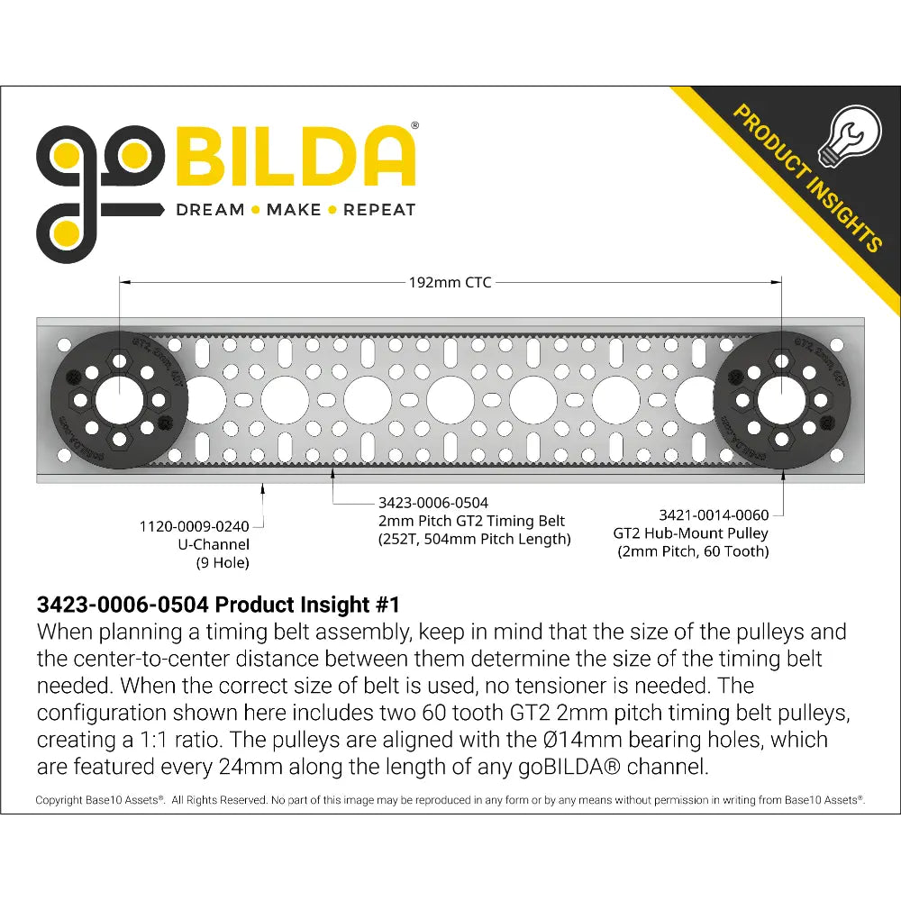 ServoCity 2mm Pitch GT2 Timing Belt (6mm Width, 504mm Pitch Length, 252 Tooth)