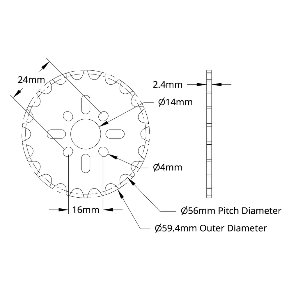 ServoCity 8mm Pitch Acetal Hub-Mount Sprocket (14mm Bore, 22 Tooth)